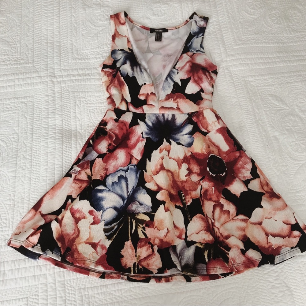 Deep V Floral Formal Mini Dress